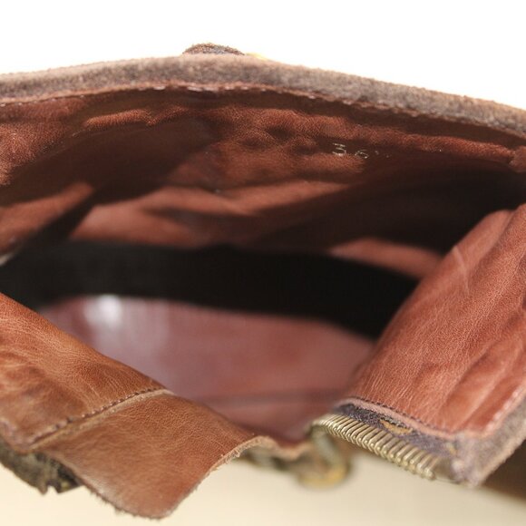 Original Car Shoe Prada Chocolate Suede Gold Tone Eyelet Wedge, Size 36.5 - Picture 10 of 11